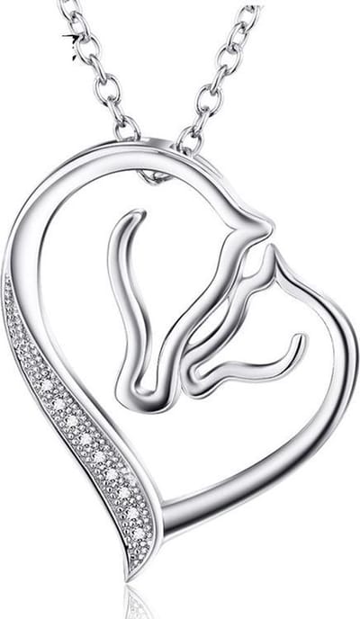 Paardenketting – Zilveren Ketting Hart – Twee Paarden