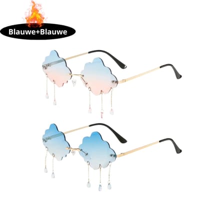 Livano - Festival Bril - Rave - Space - Techno - Freaky Glasses - Heren - Dames - Zonnebril - Blauw + Blauw