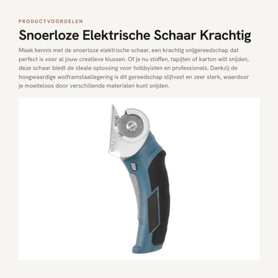 Dailygoods - Snoerloze Elektrische Schaar - Krachtig Snijgereedschap - Ergonomisch Ontwerp - Staal - Voor Stof, Doek en Karton - 100-240V - Geschikt v...