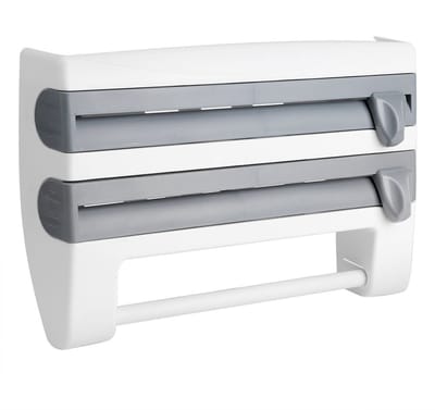 Dailygoods- Vershoudfolie Houder Wandgemonteerd - Keukenrolhouder - Ergonomisch Ontwerp - Aluminiumfolie Houder - Papieren Handdoeken tot 28 cm - Veilig en Praktisch Accessoire