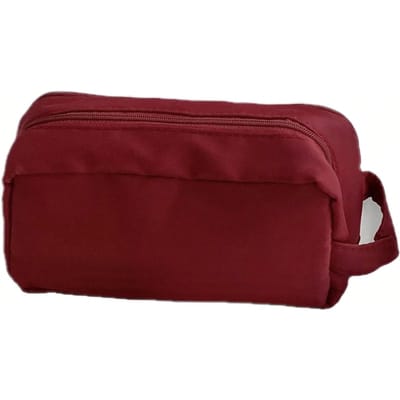 Trousse à crayons portative tridimensionnelle de style japonais, grande capacité, sac de rangement multifonctionnel, trousse à fournitures scolaires, trousse à crayons. Burgundy red. brown
