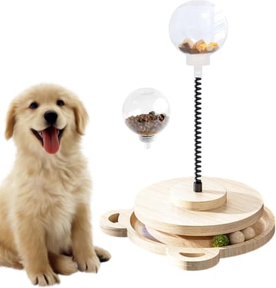 Honden Snackdispenser - Voerbal Hond - Mentale Stimulatie - Kauwbestendig Hout - 19 x 27 cm - Bruin