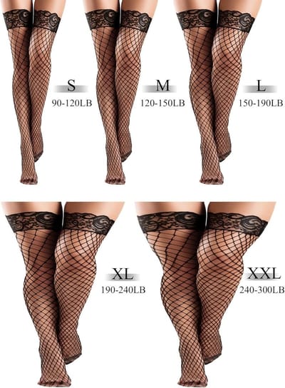 4 Paar Dames Halterloze Visnet Kousen, Kanten Kousen, Hoge Dameskousen voor Elegante Outfits