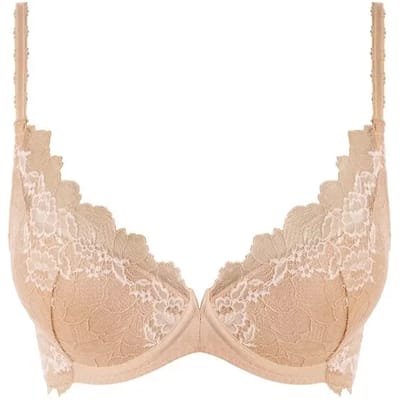 Wacoal Lace Perfection Plunge Push-Up BH Cafe Creme Huid 85 D
