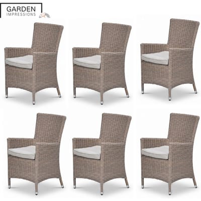 Garden Impressions Costa tuinstoelen set van 6 wicker met kussen