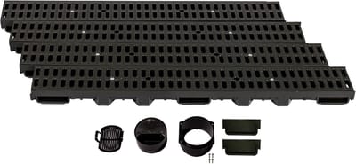 Drainagegoot Set - Afvoer Regenwater - Oprit en Tuin - Constipatievrij Design - 4 Meter Lengte - Zwart