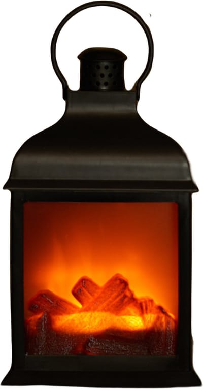Anna's Collection Sfeerhaard - zwart - met LED verlichting - 15 x 12 x 23 cm - open haard - sfeerverlichting