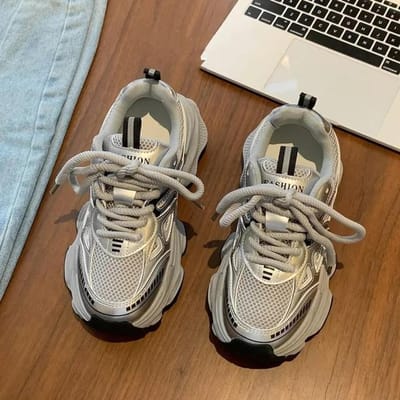 Sportschoenen met dikke zool voor dames Lente en Herfst Nieuw Antislip Sportschoenen met dikke zool Veelzijdige Casual Sportschoenen 35 gray