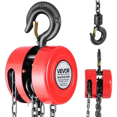 VEVOR 1T handkettingtakel, 3 m hefhoogte, zware kettingtakel met G70-ketting, handtakel, kettingtakel voor garages, magazijnen, automachines, rood