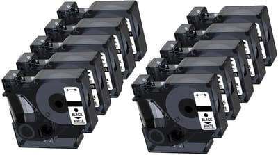 10x ABC huismerk label cassette geschikt voor Dymo D1 40913 S0720680 wit 9mm x 7m geschikt voor Labelmanager 100 120P 150 160 200 210D+ 260P 280 300 350 350D 360D 400 420P 450 500TS
