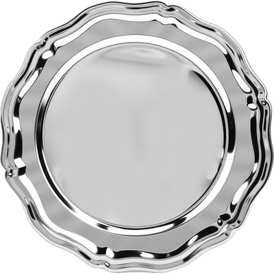 304 Roestvrij Staal Serveerschaal Ronde Schaal Decoratief Dessert Voorgerecht Bord voor Feest Keuken Badkamer L Large