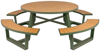 MaximaVida ronde aluminium picknicktafel Bermuda Ø 250 cm olijfgroen
