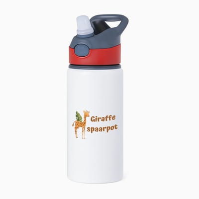 Hacebo® - Giraffe waterfles met rietje rood - Giraffe - dieren liefhebbers - leuke cadeau voor iemand die van houdt van giraffen - verjaardagscadeau - kado - gift - water fles - 650ML