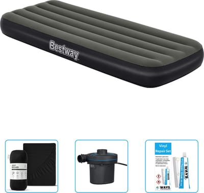 Bestway luchtbed - 1-Persoons - 76 x 185 x 25 cm - Groen - Inclusief Hoeslaken - Pomp en Reparatieset