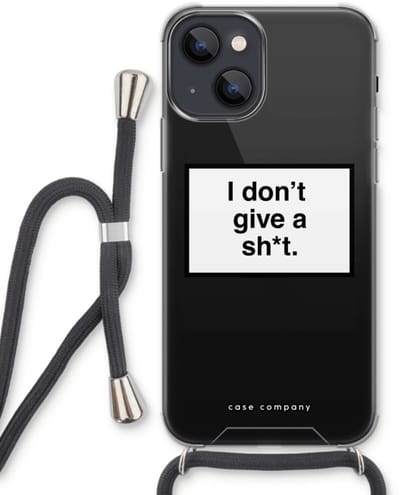 Case Company® - Hoesje met koord geschikt voor iPhone 13 hoesje met Koord - Don't give a shit - Telefoonhoesje met Zwart Koord - Bescherming aan alle Kanten en Over de Schermrand