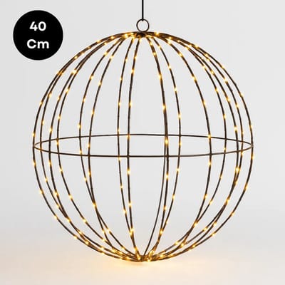 Cheqo® Lichtbol Metaal - Kerstverlichting Met Timer - Extra Warm Wit - 240 LED Kerstbal - Kerstfiguur - Zwart Metalen Frame - Geschikt Voor Binnen En Buiten - Opvouwbaar Ontwerp - IP44 Adapter - Automatische Timer - Kerstdecoratie