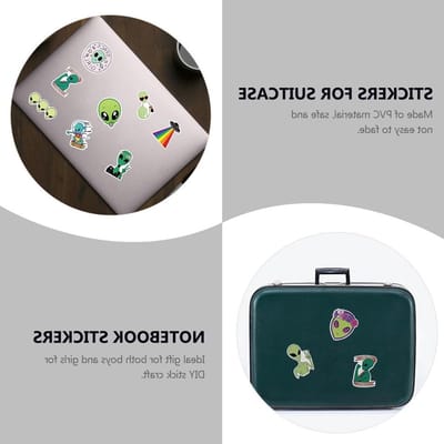2 Sets Aliens Thema PVC Stickers voor Bagage, Skateboard en Fietsen - Zelfklevende Cartoon Graffiti Stickers voor Reiskoffers en Notitieboeken