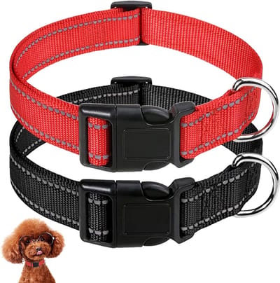 Reflecterende Nylon Hondenhalsbanden met Veiligheidssluiting, Verstelbaar en Duurzaam voor Puppy’s en Volwassen Honden van Kleine tot Grote Rassen