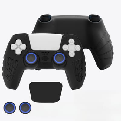 Siliconen Grip Cover Case voor PS5 Controller met Joystick Beschermers en Anti-Slip Huid - Zwart