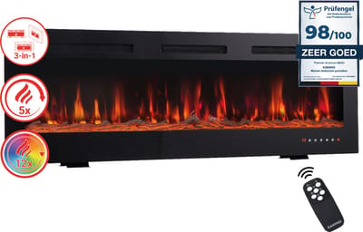 KAMINIO Elektrische haard MARLON - Elektrische 3-in-1 haard met verwarming, 3D-vlameffect, 12 vlamkleuren, afstandsbediening - 36 inch