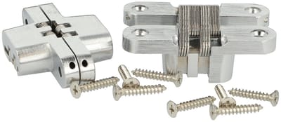 SOTECH 1 paar ingefreesde scharnieren VICI 70 x 16 mm openingshoek 180° Deurscharnier met inox scharnierarm, inschroefscharnier voor meubeldeuren, commodes, klaptafels