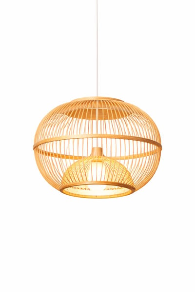 Hanglamp bamboe – Japandi – Ø40x40 cm – lantern design – naturel – E27 – inclusief pendel