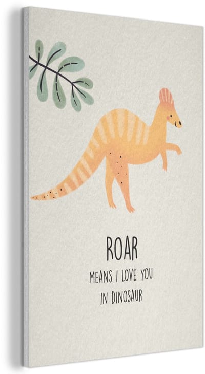 Akoestisch wandpaneel 40x60 cm - Vilt schilderij Dino - Quote - Dinosaurus - Beige - Akoestische panelen - Geluidsdempende wanddecoratie - Geluidsisolatie woonkamer - Muurdecoratie geluidspanelen