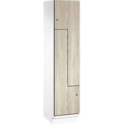 C+P Z-kast Cambio, 1 vak, met sokkel, B 400 x D 525 x H 1980 mm, decor verkeerswit/ essenhout