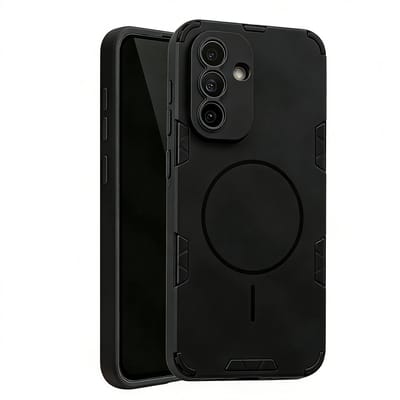 Casemania Hoesje Geschikt voor Samsung Galaxy A57 - Zwart - Matte Flex Armor Magnetische Shockbestendig Back Cover Geschikt voor MagSafe - Volledige Camera Bescherming
