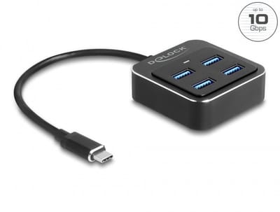 Delock USB 3.2 Gen 2 USB Type-C™ Hub with 4 x USB Type-A female – 10 Gbps
