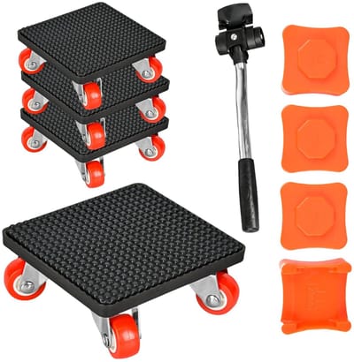 Dailygoods- Meubeltransport Roller Set 9 Delen - Lastenlifter - 4 Draaibare Meubelwielen 360° - 500 kg Draagvermogen - 4 Hoogteverstellers - Geschikt voor Verplaatsen Zware Meubels