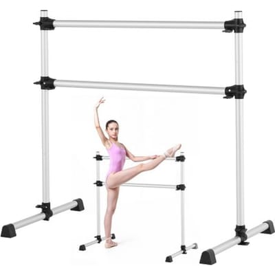 VEVOR Ballet Barre Dans Barre Vrijstaande Dubbele Barre (136 kg Draagvermogen), Hoogte Verstelbaar (170-1165 mm) Stretch Barre Gemaakt van Aluminium voor Ballet, Balans Training, Ontspanningsoefeningen