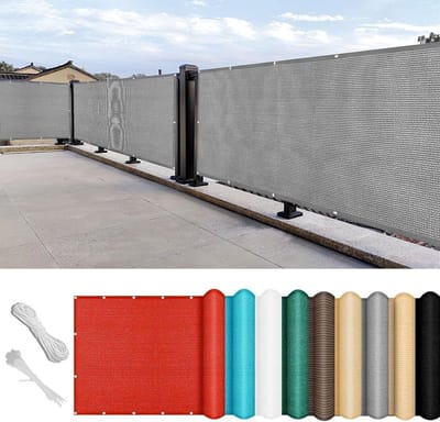 Privacyscherm Voor Balkon 150 x 675 cm Weerbestendige Uv-Bescherming Tuinprivacyscherm Schaduwnet met Kabelbinders, Scheurbestendig Voor Tuin, Hek, Terras, Veranda, Lichtgrijze