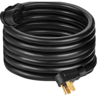VEVOR RV-stroomkabel, 15 m 40 Amp RV-verlengkabel, AWG8 40 Amp RV-verlengkabel, vrachtwagenaanhanger, camper, camper, kabelklemmen, grepen, camper