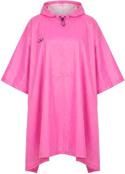 Laurasøn - Dames - Functionele regencape unisex print capuchon - Neon-fuchsia - Maat 1