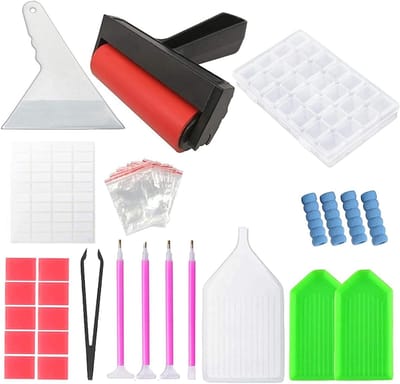 Diamant Schilderij Gereedschap - 5D Hobby Set - Hobby Knutselen - Compleet 75 Delig - Opbergdoos Inclusief - Multicolor