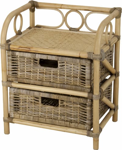 Rotan ladekast met 2 laden