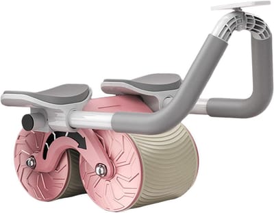 Ab Roller Wiel - Buikspier Trainer - Kracht Training - Automatische Retour - 47 x 30 x 26cm - Roze