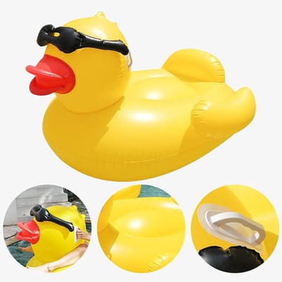 Zwemband - Opblaasfiguur Zwembad - Opblaasbare Eend met Zonnebril - Luchtbed Zwembad Voor Volwassenen - Geel - 170 x 145 cm