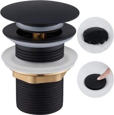 Afvoerset Wastafel Zwart Zonder Overloop - Universeel 1 1/4 Inch Pop Up Ventiel