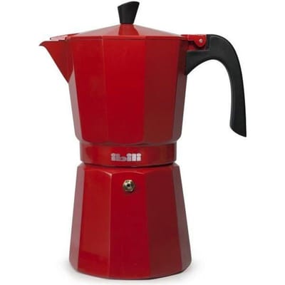Cafetière - Ibili - Bahia Rouge - 12 Tasses - Aluminium - Anse Bakélite rouge