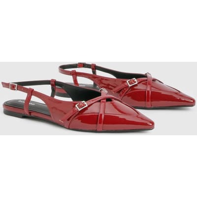 boohoo Dames Puntige Ballerina's met Gekruiste Bandjes | Burgundy | Maat: 5
