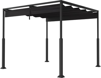 NAIZY Pergola 3x3 m Terrasoverkapping Waterdicht Stabiel Winterbestendig Paviljoen Tuinpaviljoen met Verstelbare Schaduwzones Zonwering voor Tuinpatio & Balkon, Zwart