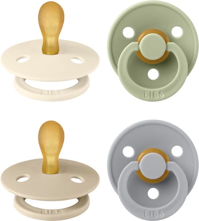 BIBS Colour Fopspeen - 0-6 mdn - 4-pack - Symmetrisch - Ivory/Sage/Vanilla/Cloud
