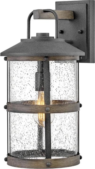 Hinkley LED Wand Buitenlamp Lakehouse | 1X E27 Max 60W | IP44 | Dimbaar | Aged Zinc with Driftwood Grey