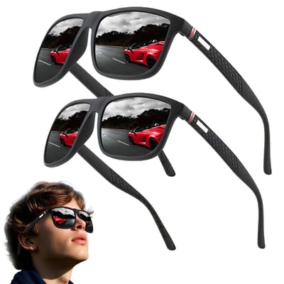 OKWISH Zonnebrillen - Modieuze Polarisatie Zonnebril Voor Dames En Heren, Lichtgewicht PC Frame, Anti-UV, Zwart