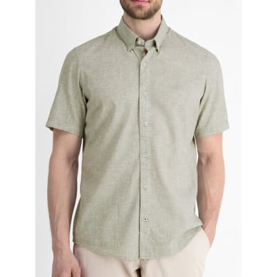 Lerros - Korte Mouw Overhemd - Heren - M - 633 TINTED GREY - Katoen - 2562440