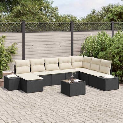 vidaXL Tuin Sofa Set 9 st Zwart poly rattan