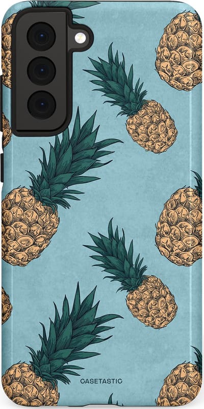 Casetastic Hoesje Geschikt voor Samsung S21 FE - Stijlvolle Beschermende Duo-layer Case - Tropische Ananas