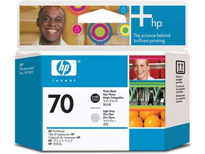 Hp printkop, model c9407a no. 70, kleuren fotozwart en lichtgrijs